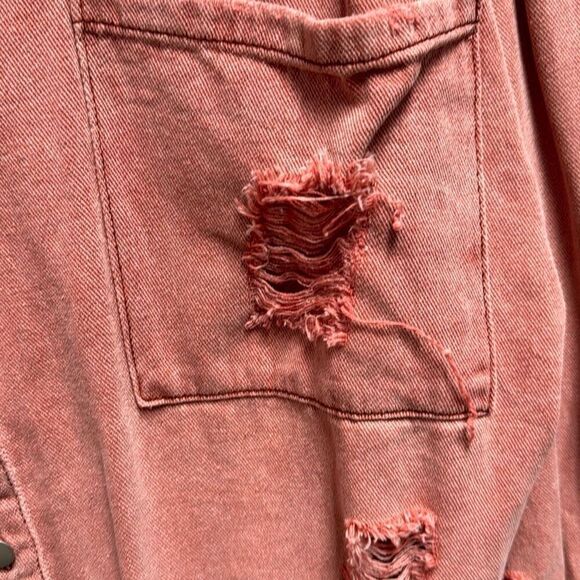 POL Women’s Distressed Denim Shacket Jacket Top  Size Medium - Picture 5 of 10
